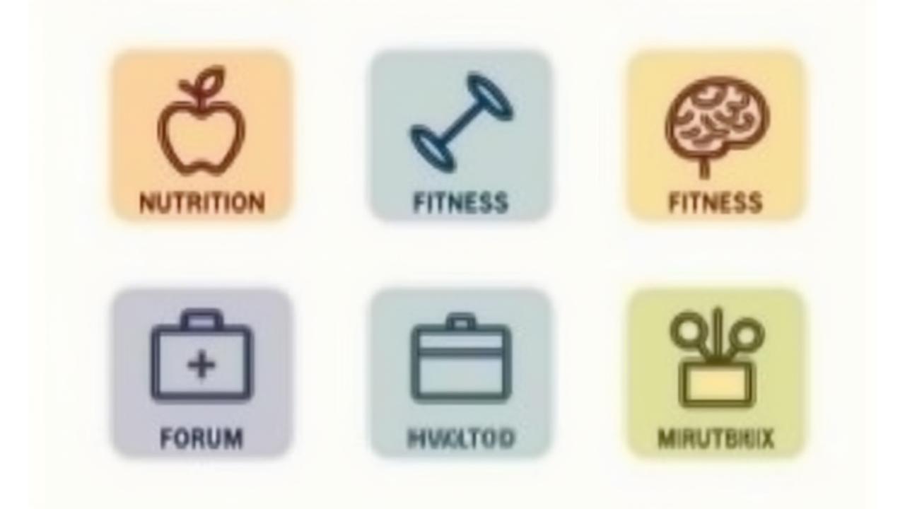 Wizualizacja różnych kategorii forum, przedstawionych jako karty z ikonami i krótkimi opisami, zachęcająca do eksploracji tematów zdrowotnych.